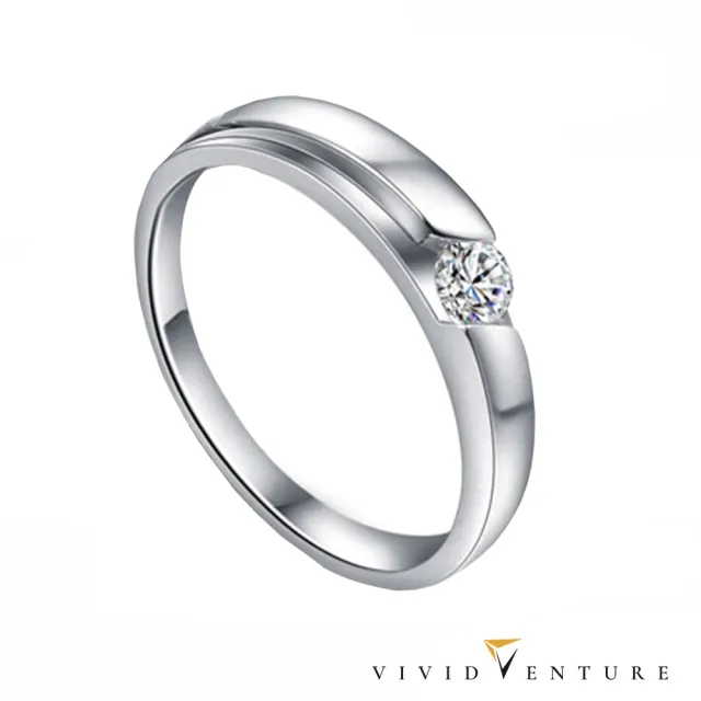 【Vividventure 亞帝芬奇】14K 天然鑽石 GIA 30分 FSI2 戒指+10分 鑽石 男戒 永恆真諦(對戒 結婚 套組)