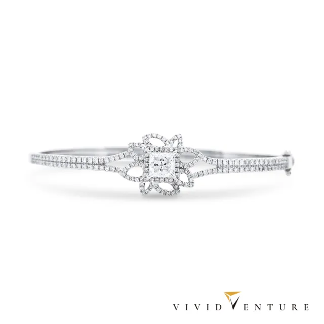 【Vividventure 亞帝芬奇】18K GIA 1克拉 FSI2 天然鑽石 真鑽 手環 璀璨爭妍(獨家工藝 硬金手環)