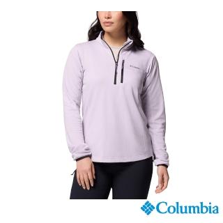 【Columbia 哥倫比亞】女款-快排半開襟刷毛長袖上衣-Essential Hike™-淡紫色(UAK89230AZ/JF)