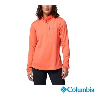 【Columbia 哥倫比亞】女款-快排半開襟刷毛長袖上衣-Essential Hike™-熱情紅(UAK89230HP/JF)