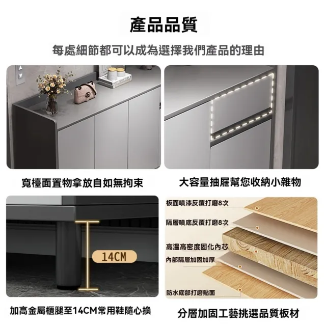 【Quality 聚家】鞋櫃 玄關櫃 收納儲物櫃 60cm兩門一抽（按壓開門）(靠墻入戶鞋架子)