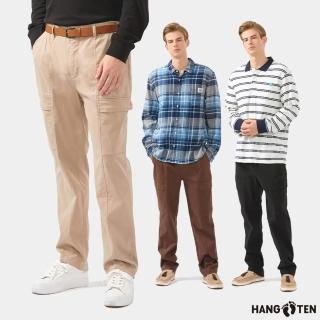 【Hang Ten】男裝-TAPERED FIT斜紋磨毛口袋錐形工裝長褲(多色選)