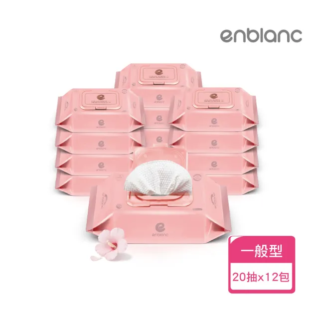 【ENBLANC】銀離子抗菌｜輕柔木槿花｜有蓋隨身包濕紙巾｜20抽12包(蟬聯韓國人氣第一品牌)