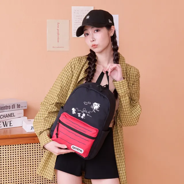 【OUTDOOR】史努比SNOOPY-75週年後背包-中-黑色 ODP24Q02BK