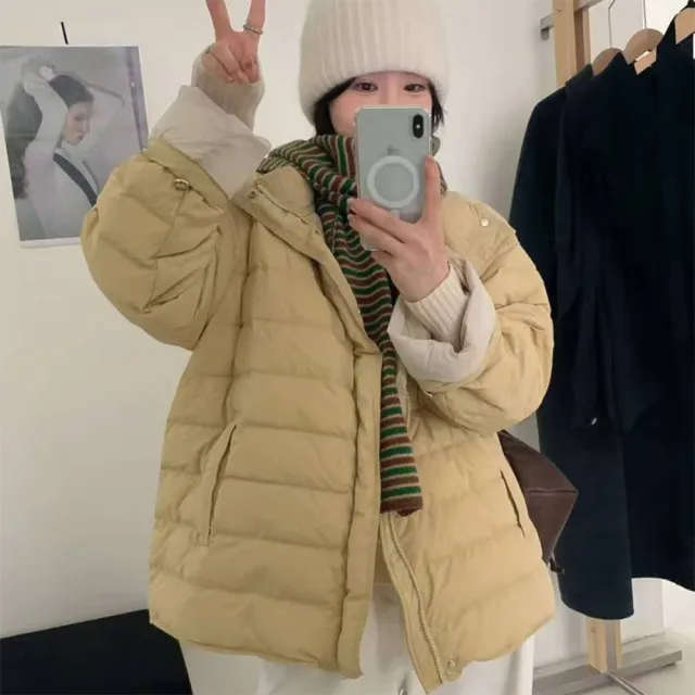 【巴黎精品】頂級真羽絨外套90%鴨絨羽絨衣秋冬外套上衣大碼休閒女裝(立領撞色文藝4色n1lr34)
