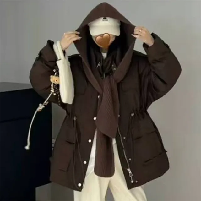 【巴黎精品】頂級真羽絨外套90%鵝絨羽絨衣秋冬外套上衣大碼休閒女裝(針織圍巾帽長款6色n1lr32)