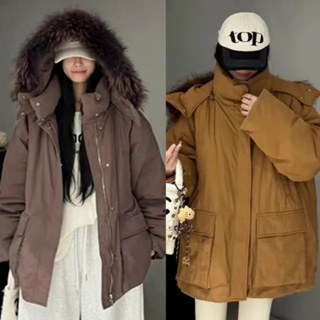 【巴黎精品】頂級真羽絨外套90%鴨絨羽絨衣秋冬外套上衣大碼休閒女裝(連帽毛領中長款5色n1lr55)