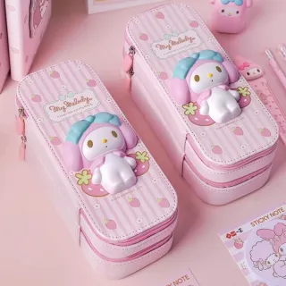 【SANRIO 三麗鷗】正版授權 鉛筆盒 3D立體三麗鷗 美樂蒂 酷洛米 大耳狗 文具收納(立體圖案 療癒鉛筆盒)