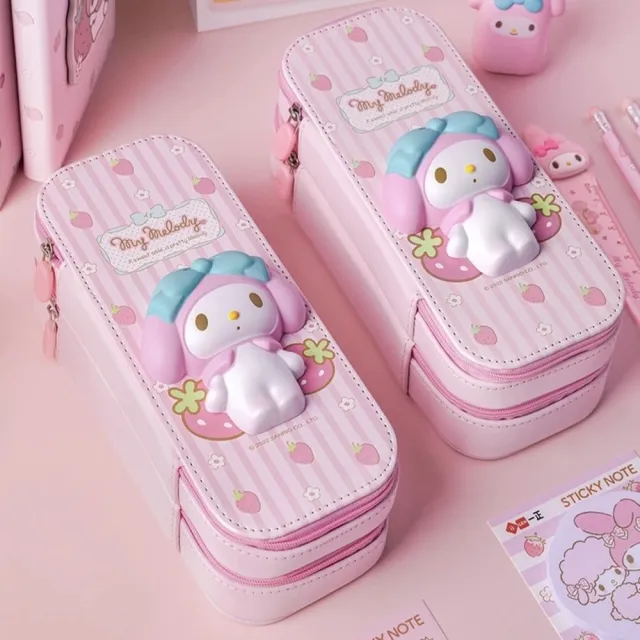 【SANRIO 三麗鷗】正版授權 鉛筆盒 3D立體三麗鷗 美樂蒂 酷洛米 大耳狗 文具收納(立體圖案 療癒鉛筆盒)