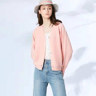 【GLORY21】網路限定款-etc.優雅水鑽開襟針織外套(粉紅色)
