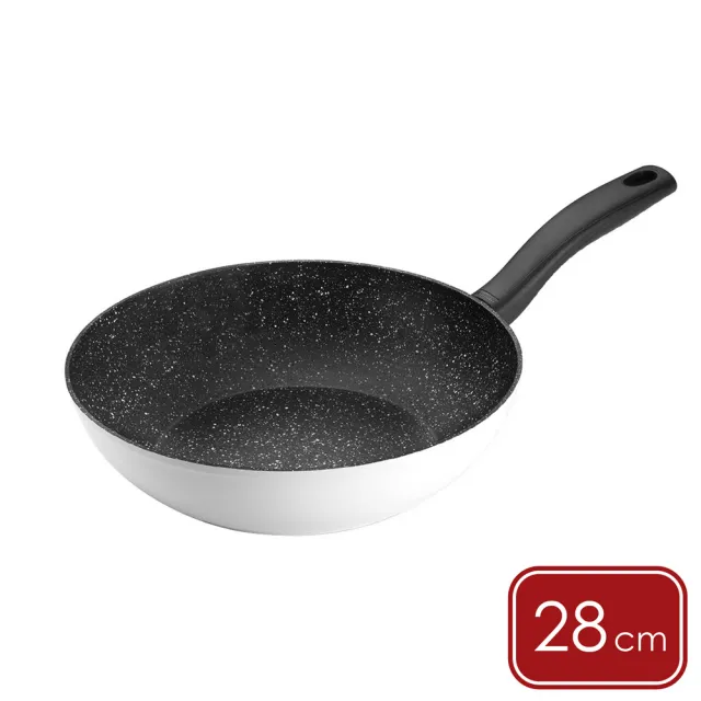 【GHIDINI】義大利 石紋不沾平底鍋 白28cm / 平煎鍋 3-4人用不沾鍋