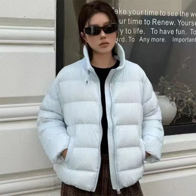 【巴黎精品】頂級真羽絨外套90%鴨絨羽絨衣秋冬外套保暖上衣大碼休閒女裝(立領泡芙短款5色n1lr71)