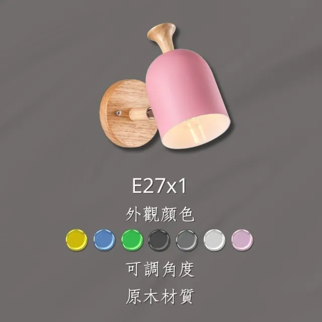 【罩大燈飾】E27*1燈頭 壁燈(牆壁燈 金屬烤漆 原木 可調角度 北歐 造型燈飾)