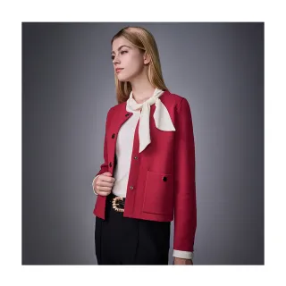 【en-suey 銀穗】領結翻領設計上衣-女