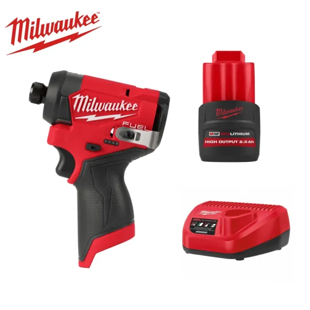 【Milwaukee 美沃奇】M12FID2 鋰電 無刷 起子機(M12 FID2主機+單2.5電池+充電器)