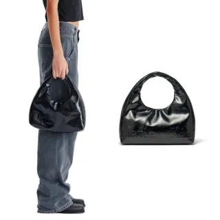 【MATIN KIM】官方旗艦 浮雕LOGO皮革肩背包(酒紅)