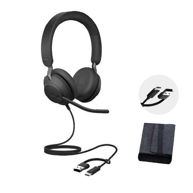 【Jabra】官方直營 Evolve2 40 SE商務會議耳罩式耳機麥克風(頭戴式有線立體聲商用耳機麥克風)