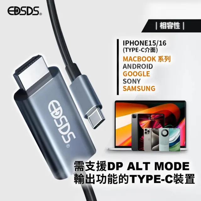 【EDSDS】Type-C to HDMI 影音傳輸線 2M(USB-C)