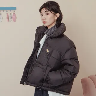 【gozo】MOMO獨家款★限量開賣 防潑水下擺抽繩立領短版鋪棉外套(兩色)