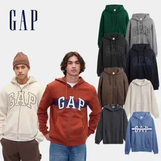 【GAP】男裝 Logo刺繡/印花刷毛連帽外套-多款任選(789781&788482&795558)