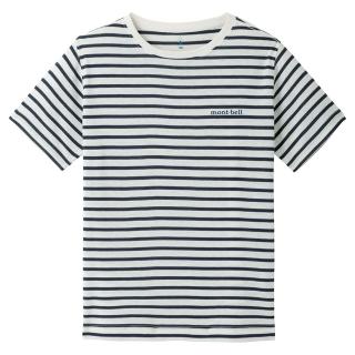 【mont bell】WIC STRIPED童款條紋短T 象牙白/深海軍藍(1114503IV)