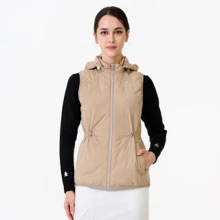 【Munsingwear】企鵝牌 女款淺卡其精緻菱格衍縫縮腰背心 MLWL6502