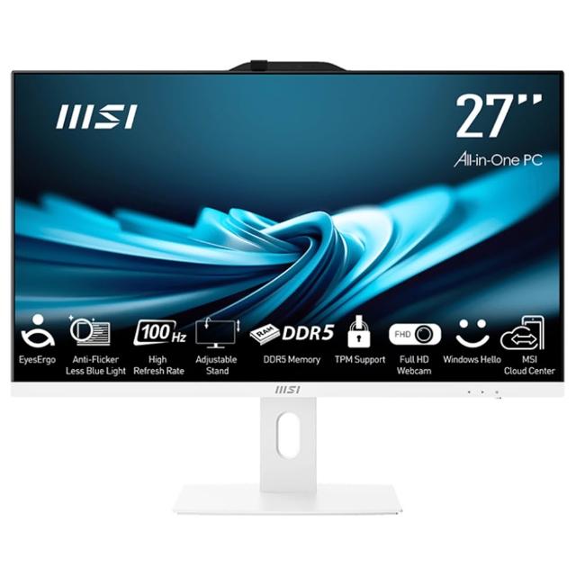 【MSI 微星】i5特仕液晶電腦(PRO AP272P 14M-633TW/i5-14400/24G/512G SSD+1T/Win11/白)