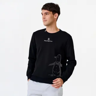 【Munsingwear】企鵝牌 網路獨家 男款黑色大LOGO撞色印花長袖T恤 MGWL2806