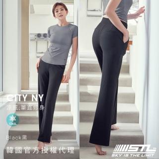【STL】韓國瑜伽 City NY 涼感 女 運動機能 彈力 修身 直筒褲(Black黑)