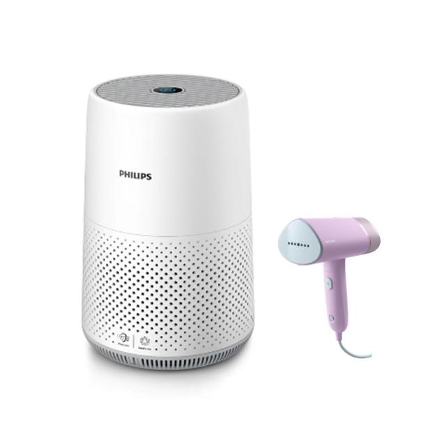 【Philips 飛利浦】奈米級空氣清淨機 AC0819+手持摺疊輕巧掛燙機丁香紫(STH3014/30)