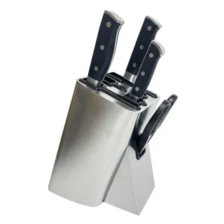 【金永利】廚房必備五件式不鏽鋼刀具組(切刀 剁刀  不鏽鋼刀具架 刀座 刀具收納 廚房刀收納架)