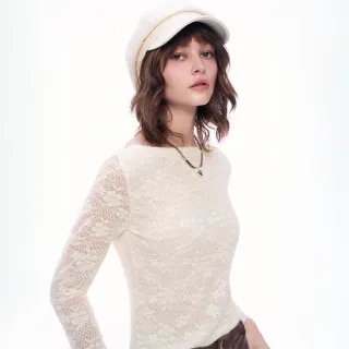 【MOMA】優雅迷人磨毛蕾絲上衣(兩色)