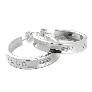 【Tiffany&Co. 蒂芙尼】925純銀-1837戒環吊飾針式耳環