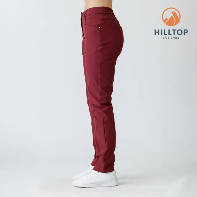 【Hilltop 山頂鳥】超潑水施華洛世奇水鑽撞釘保暖彈性長褲 女款 酒紅｜PH31XFR1ECH0