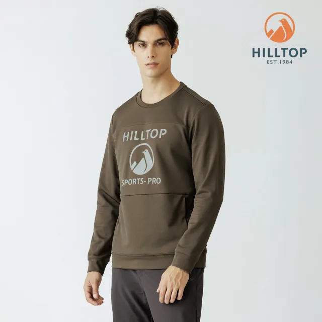 【Hilltop 山頂鳥】POLYGIENE抗菌石墨烯吸濕快乾保暖印花刷毛上衣 男款 墨綠｜PH51XMN0ECC0