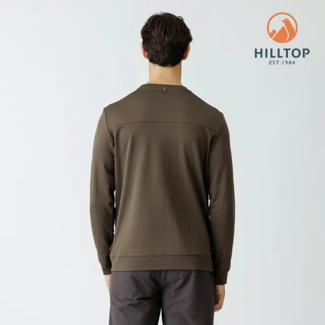 【Hilltop 山頂鳥】POLYGIENE抗菌石墨烯吸濕快乾保暖印花刷毛上衣 男款 墨綠｜PH51XMN0ECC0