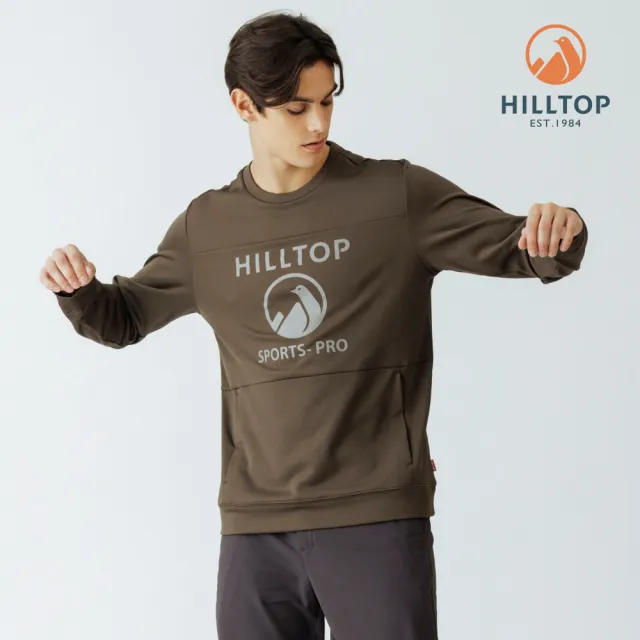 【Hilltop 山頂鳥】POLYGIENE抗菌石墨烯吸濕快乾保暖印花刷毛上衣 男款 墨綠｜PH51XMN0ECC0