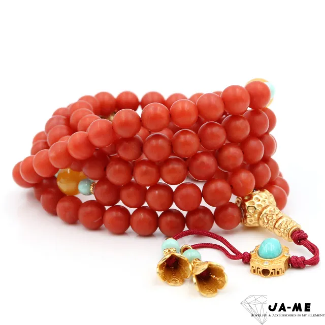 【JA-ME】天然保山南紅滿色滿肉925純銀108念珠