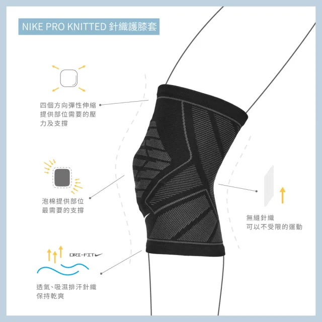 【NIKE 耐吉】護膝套 針織護膝 PRO護膝 開口護膝 運動 共3款(單入裝)