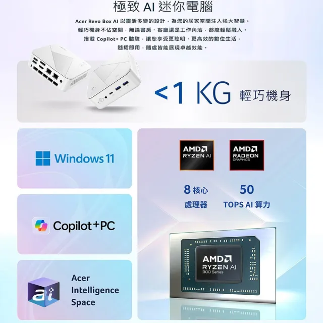 【Acer 宏碁】+Office2024★RB102 R7 八核迷你電腦(RB102-KRK/R7 350/16G/1T SSD/W11)