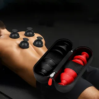 【上手家居】運動矽膠拔罐器-8件收納套組(真空拔罐器/刮痧/軟拔罐/滑罐/拔罐杯)