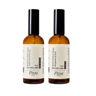 【Prosi 普洛斯】織品空間2in1香氛噴霧2入組(消臭/烏木與佛手柑/英國橡樹與紅醋栗)
