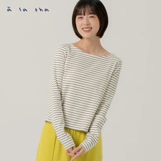 【a la sha】條紋合身長袖上衣
