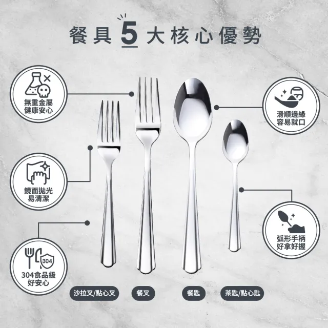【mo select】任選2入組-18-10不鏽鋼湯匙叉子組4入&6入(餐具/湯匙/叉子/沙拉叉/甜點叉/茶匙/咖啡匙/甜點匙)
