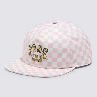 【VANS 官方旗艦】棋盤格 LOGO 白色/粉紅色棒球帽