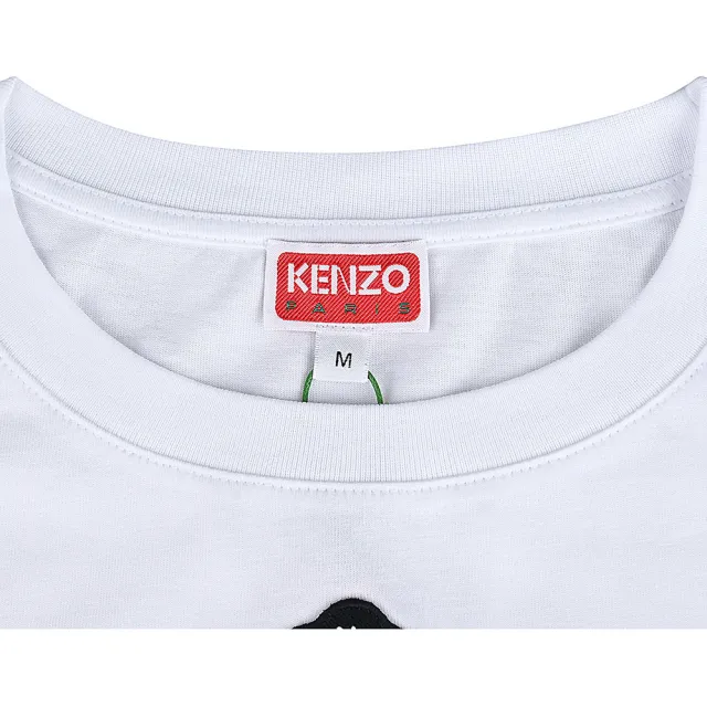 【KENZO】KENZO Boke Flower 2.0白字布章LOGO海棠小花純棉短袖T恤(女款/白x黑)