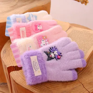 【SANRIO 三麗鷗】三麗鷗正版兒童保暖針織五指手套(酷洛米/大耳狗/美樂蒂/帕恰狗/凱蒂貓)