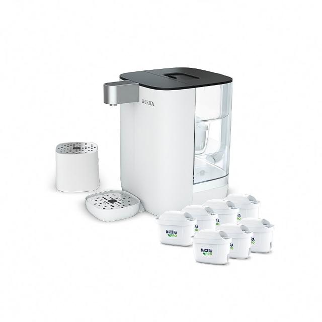 【BRITA】官方直營Cube瞬熱溫控滅菌開飲機 白色+MXPRO去水垢P6濾芯(共1機7芯)