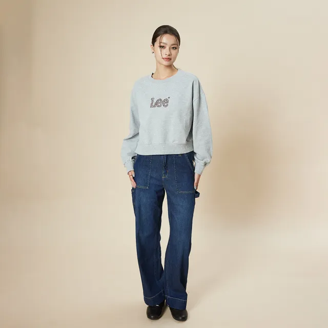 【Lee】女裝 長袖厚T / 短版 花卉刺繡LOGO 共3色 季節性版型(LB511030)