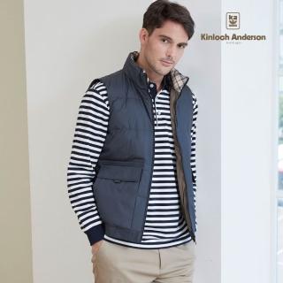 【金安德森】男裝長袖-羅紋領 條紋款 實用口袋(黑色)